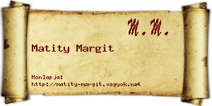Matity Margit névjegykártya